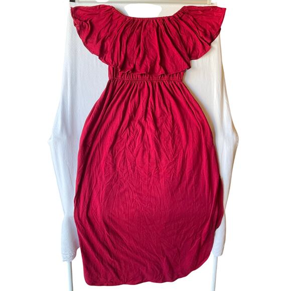 Sarin Mathews Womens Off Shoulder Ruffle Party Maxi Dress Side Split size S, Red - Picture 1 of 11